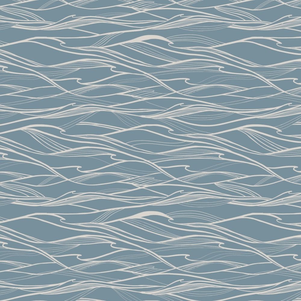California Waves in Calming Blue Wallpaper
